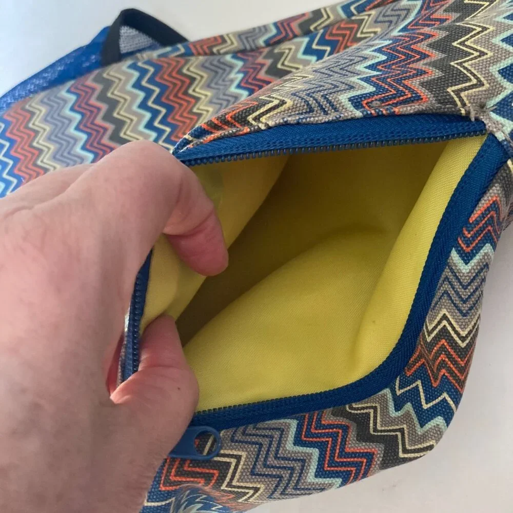 Kavu Paxton Pack Rope Sling Crossbody Bag Chevron Print Blue Southwestern